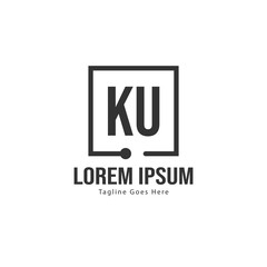 Initial KU logo template with modern frame. Minimalist KU letter logo vector illustration