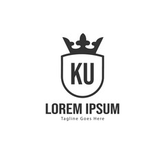 Obraz premium Initial KU logo template with modern frame. Minimalist KU letter logo vector illustration