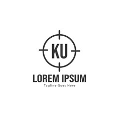 Initial KU logo template with modern frame. Minimalist KU letter logo vector illustration