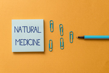 Word writing text Natural Medicine. Business photo showcasing any of various systems of healing or...