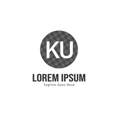 Initial KU logo template with modern frame. Minimalist KU letter logo vector illustration