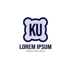 Initial KU logo template with modern frame. Minimalist KU letter logo vector illustration