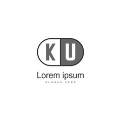 Initial KU logo template with modern frame. Minimalist KU letter logo vector illustration