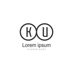 Initial KU logo template with modern frame. Minimalist KU letter logo vector illustration