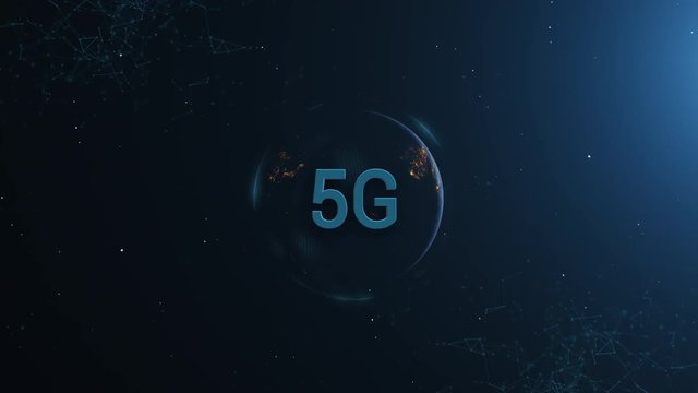 Earth 5G Network iot Internet of Things Full Orb Night Blue