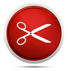 Scissors icon Promo Red Round Button