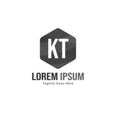 Initial KT logo template with modern frame. Minimalist KT letter logo vector illustration
