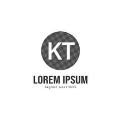 Initial KT logo template with modern frame. Minimalist KT letter logo vector illustration