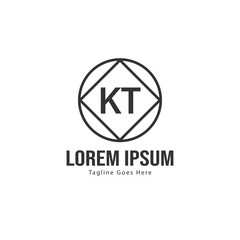 Initial KT logo template with modern frame. Minimalist KT letter logo vector illustration