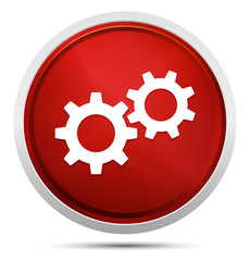 Settings process icon Promo Red Round Button
