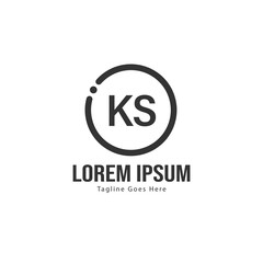 Initial KS logo template with modern frame. Minimalist KS letter logo vector illustration