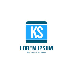 Initial KS logo template with modern frame. Minimalist KS letter logo vector illustration