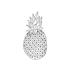 Vector illustration pineapple tropical exotic fruit isolated on white background