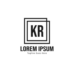 Initial KR logo template with modern frame. Minimalist KR letter logo vector illustration