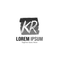 Initial KR logo template with modern frame. Minimalist KR letter logo vector illustration