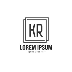Initial KR logo template with modern frame. Minimalist KR letter logo vector illustration