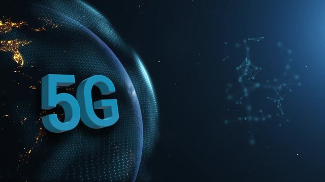 Earth 5G Network iot Internet of Things Half Orb Night Blue