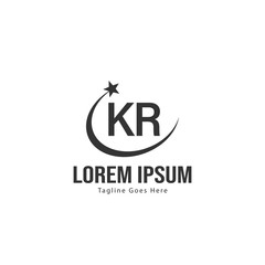 Initial KR logo template with modern frame. Minimalist KR letter logo vector illustration
