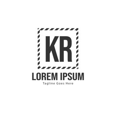 Initial KR logo template with modern frame. Minimalist KR letter logo vector illustration
