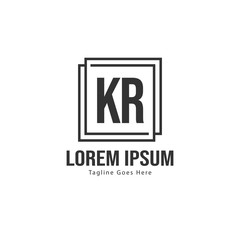 Initial KR logo template with modern frame. Minimalist KR letter logo vector illustration