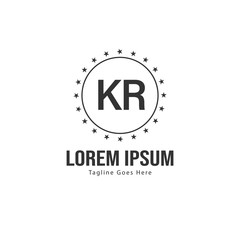 Initial KR logo template with modern frame. Minimalist KR letter logo vector illustration