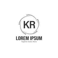 Initial KR logo template with modern frame. Minimalist KR letter logo vector illustration