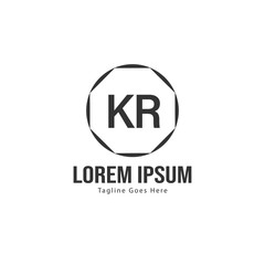 Initial KR logo template with modern frame. Minimalist KR letter logo vector illustration