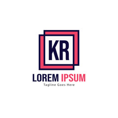 Obraz premium Initial KR logo template with modern frame. Minimalist KR letter logo vector illustration