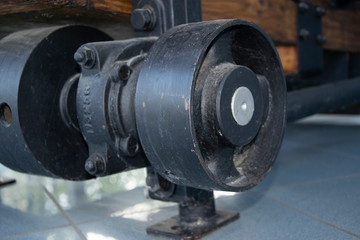 closeup of an old sewing machine