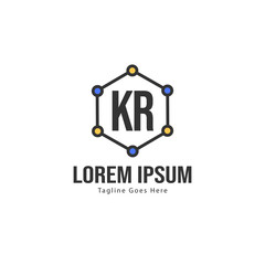 Initial KR logo template with modern frame. Minimalist KR letter logo vector illustration