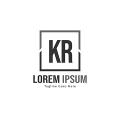 Obraz premium Initial KR logo template with modern frame. Minimalist KR letter logo vector illustration