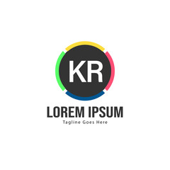 Initial KR logo template with modern frame. Minimalist KR letter logo vector illustration