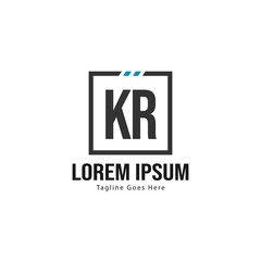 Obraz premium Initial KR logo template with modern frame. Minimalist KR letter logo vector illustration