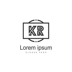 Initial KR logo template with modern frame. Minimalist KR letter logo vector illustration