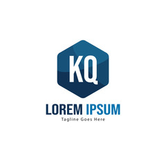 Initial KQ logo template with modern frame. Minimalist KQ letter logo vector illustration