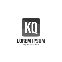 Initial KQ logo template with modern frame. Minimalist KQ letter logo vector illustration