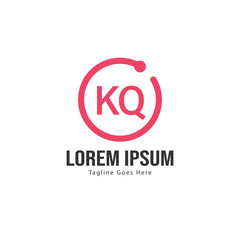 Initial KQ logo template with modern frame. Minimalist KQ letter logo vector illustration
