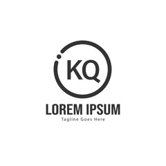 Initial KQ logo template with modern frame. Minimalist KQ letter logo vector illustration