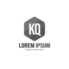 Initial KQ logo template with modern frame. Minimalist KQ letter logo vector illustration