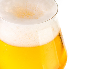 Glass of beer on white background