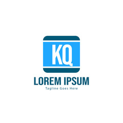 Initial KQ logo template with modern frame. Minimalist KQ letter logo vector illustration