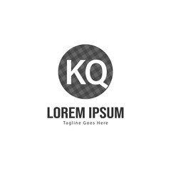Initial KQ logo template with modern frame. Minimalist KQ letter logo vector illustration