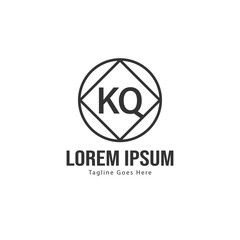 Initial KQ logo template with modern frame. Minimalist KQ letter logo vector illustration