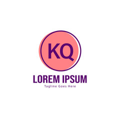Initial KQ logo template with modern frame. Minimalist KQ letter logo vector illustration