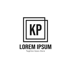Initial KP logo template with modern frame. Minimalist KP letter logo vector illustration