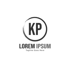 Initial KP logo template with modern frame. Minimalist KP letter logo vector illustration