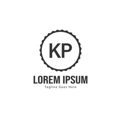 Initial KP logo template with modern frame. Minimalist KP letter logo vector illustration