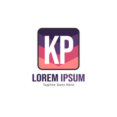 Initial KP logo template with modern frame. Minimalist KP letter logo vector illustration