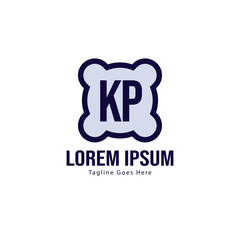 Initial KP logo template with modern frame. Minimalist KP letter logo vector illustration