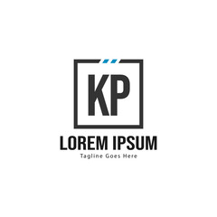 Fototapeta premium Initial KP logo template with modern frame. Minimalist KP letter logo vector illustration
